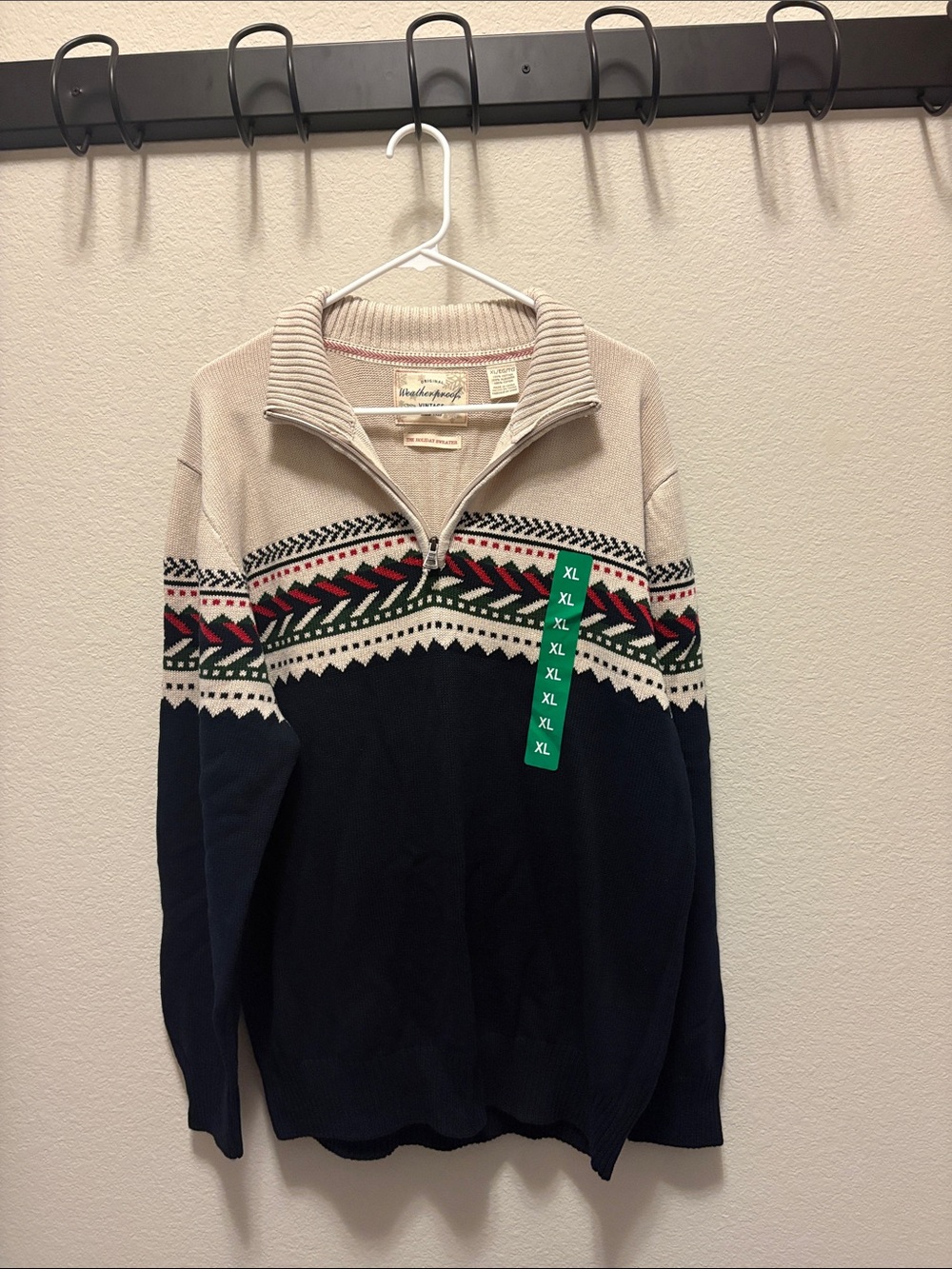 Men's Original Weatherproof Vintage Holiday Christmas Sweater - Blue Tan - XL